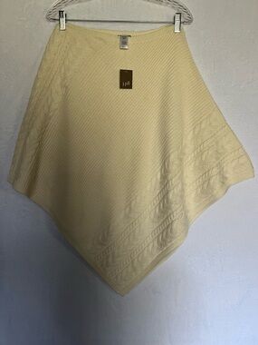 J. Jill Poncho Cape Cable Knit Ribbed Sweater Women’s OS Cream Neutral Coastal